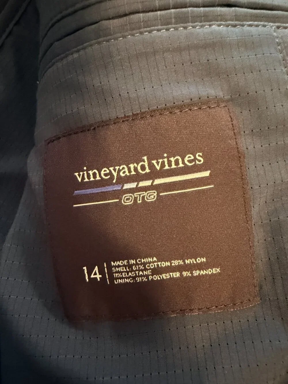 Vineyard Vines Boys Size 14 On-The-Go Performance Blazer Navy Blue EUC